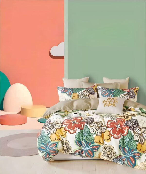 multicolor flower design bedsheet