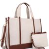 Women White Tan Handbag